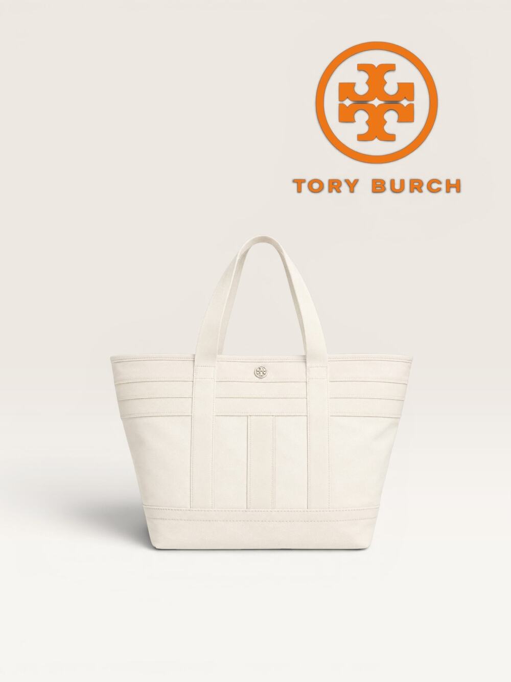 NWT Tory Burch Canvas Tote Bag Ivory White NWT OS Luxury Handbag